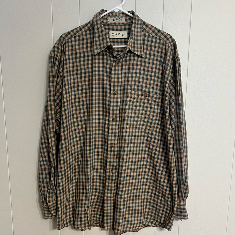 Orvis long sleeve button-down 100% Cotton size L‎